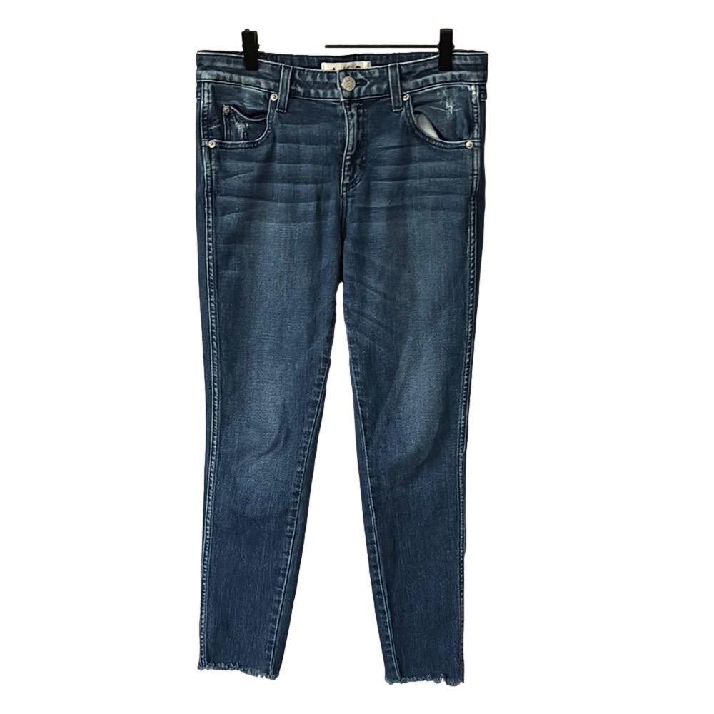 Anthropologie AMO Cropped Skinny Jeans Raw Hem Distressed High Rise size 28
